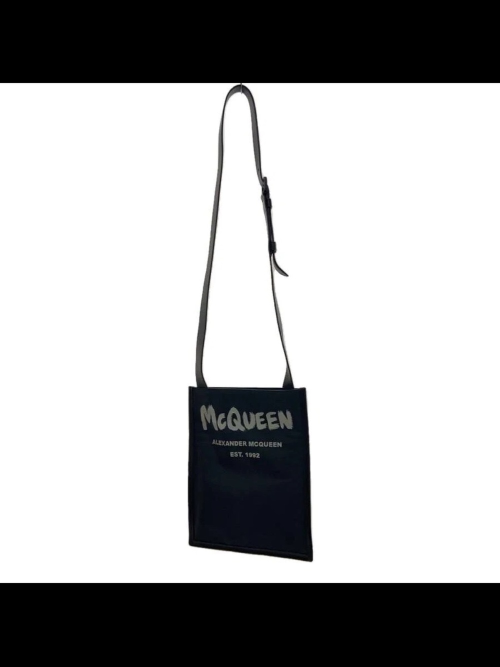 Alexander McQueen Black Canvas Logo Messenger Pouch
